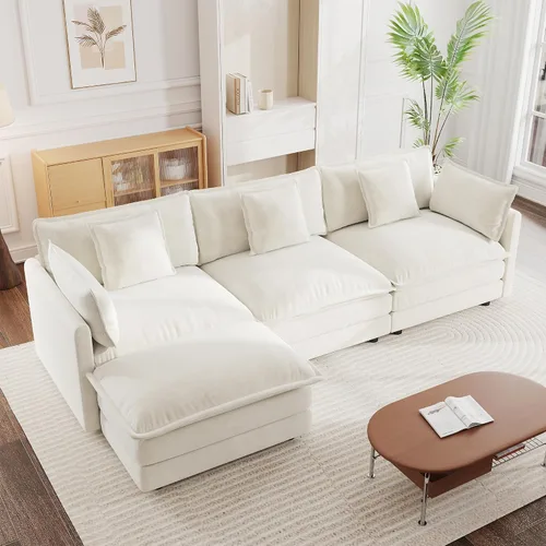 Vista 33 de mikibama - Sofá seccional modular, sofá en forma de L de 76.4 pulgadas para sala de estar, sofá cama cómodo tipo nube con otomano móvil, combinación