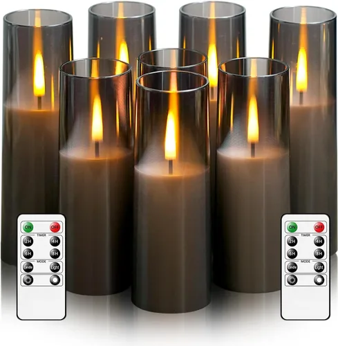 Vista 9 de MUMCHASI 8 piezas de velas sin llama, velas operadas por batería, velas LED parpadeantes con control remoto, llama danzante realista, diseño
