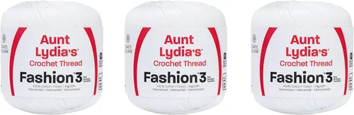 Vista 16 de Aunt Lydia Classic Crochet - 3 unidades de 350y/1,049.9 ft - Natural Tamaño 10 3 capas 100% algodón mercerizado hilo de ganchillo para tapetes