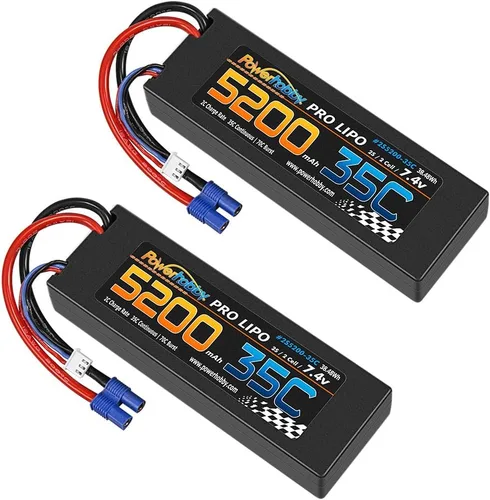 Vista 2 de Powerhobby 2S 7.4v 5200mah 35c Lipo Batería con EC3 Plug 2-Cell (paquete de 2) Compatible con: Losi Proboat ECX Vaterra