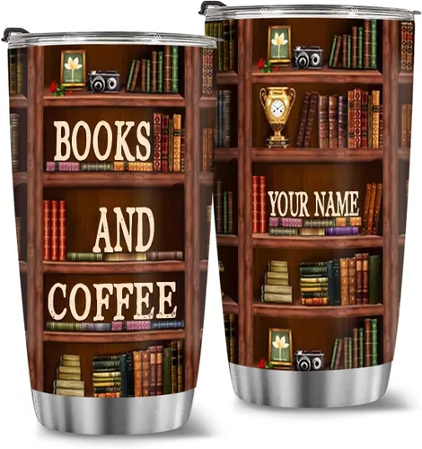 Vista 57 de T40413 - Taza personalizada para amantes de los libros, taza de café con texto en inglés "Just A Girl Loves Book", regalo para mujeres y niñas