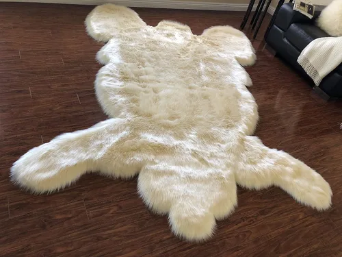Vista 15 de LAMBZY - Alfombra de piel de oveja sintética súper suave hipoalergénica sedosa, estilo peluche de oso, para sala de estar, habitación de niños, sofá