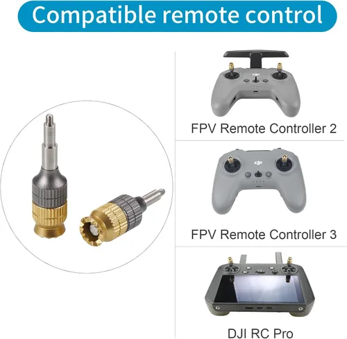 Vista 2 de Hanatora Joystick de extensión para DJI FPV Control remoto 3 2, Neo, Avata 2, RC Pro, extensor de control de metal, palillos de pulgar largos