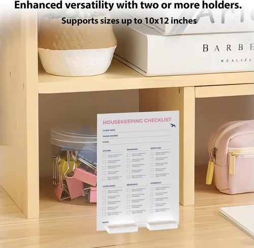 Vista 9 de Portatarjetas de lugar de 2 pulgadas para mesa, paquete de 12 portatarjetas de acrílico con 1/16" Slot, Acrylic Card Display Stands, Table Number