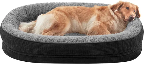 Vista 11 de JOEJOY Cama ortopédica para perros medianos, cama para mascotas de espuma viscoelástica con laterales de refuerzo, forro impermeable, funda