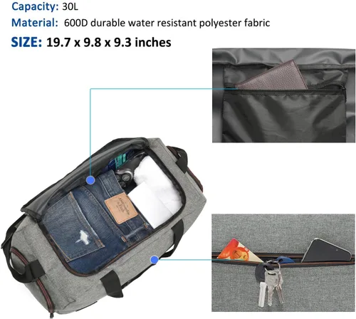 Vista 3 de MarsBro Bolsa de lona resistente al agua con compartimento para zapatos para gimnasio y viajes