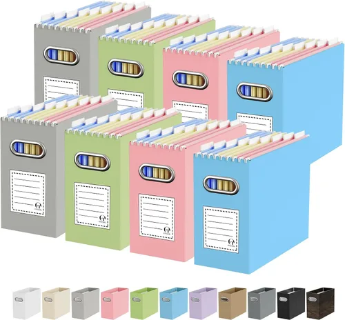 Vista 56 de Oterri Caja Organizadora de Archivos de Cartón para Carpetas Colgantes Tamaño Carta, Caja de Archivos para Escritorio de Computadora, Archivador