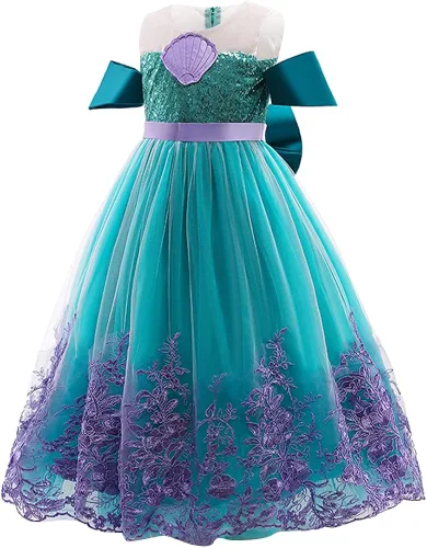 Vista 2 de Disfraz de sirena para niñas, disfraz de princesa, fiesta de cumpleaños, Halloween, Navidad, carnaval, cosplay