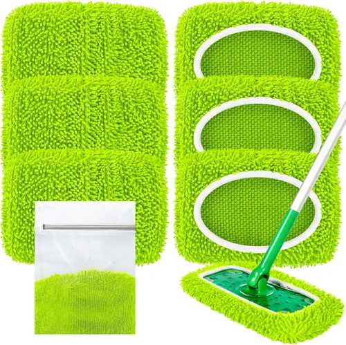 Vista 20 de Almohadillas de microfibra reutilizables compatibles con trapeador Swiffer Sweeper Mop Verde bosque