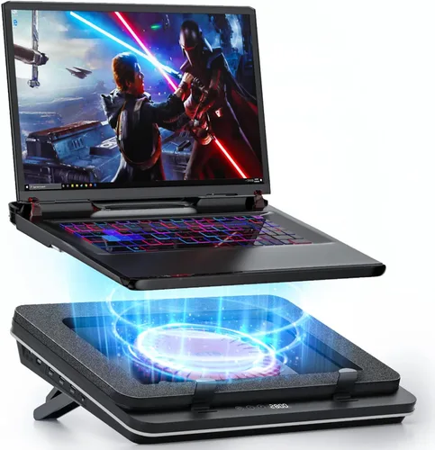 Vista 8 de IETS GT600 Almohadilla de enfriamiento para laptop equipada con turboventilador gigante (14 cm de diámetro), espuma sellada para enfriamiento rápido