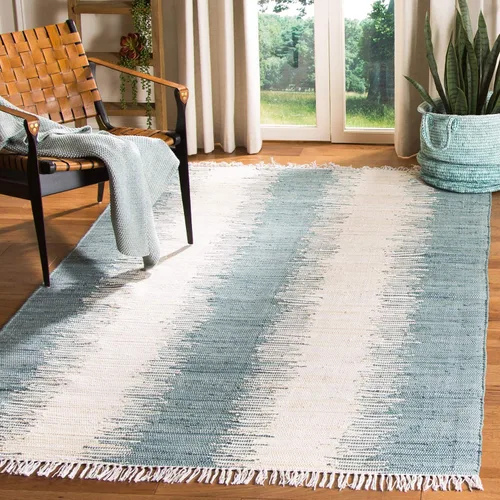 Vista 15 de Alfombra de algodón tejido a mano, color azul. Colección Montauk MTK751A, de Safavieh, Algodón, Azul