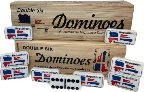 Vista 4 de Bandera de país de República Dominicana grabada dominó doble seis