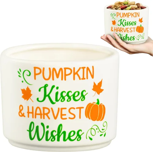 Vista 8 de WATINC Plato para dulces de otoño y otoño, mini cuenco de cerámica para dulces, decoración de bandeja escalonada, calabaza, hojas de arce, dulces