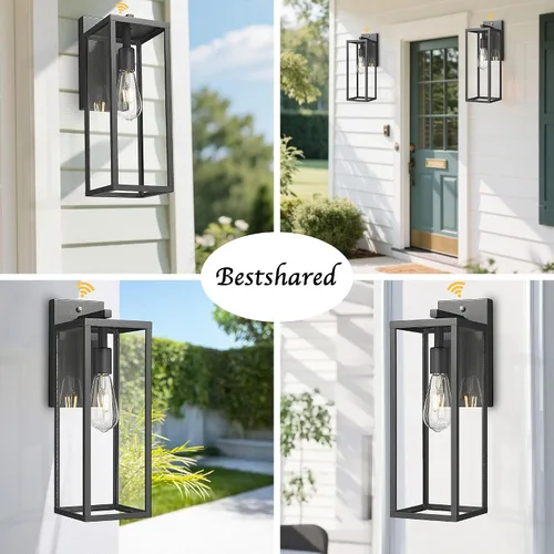 Vista 7 de Bestshared Linterna de pared grande de 18 pulgadas con sensor de atardecer a amanecer, color negro