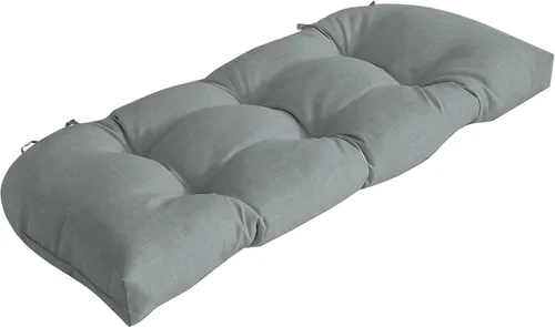 Vista 19 de Cojín para banco de mimbre de exterior Arden, 41.5 x 18, resistente a la lluvia, resistente a la decoloración, damasco negro Aurora Damasco Aurora