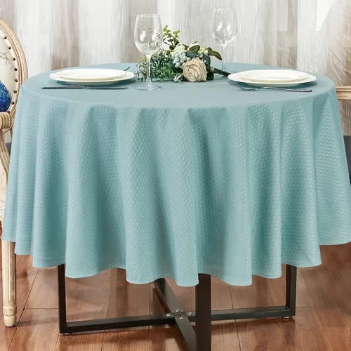 Vista 28 de Mantel redondo de poliéster resistente al agua y las manchas, lavable, mantel de tela para mesa de cocina y comedor