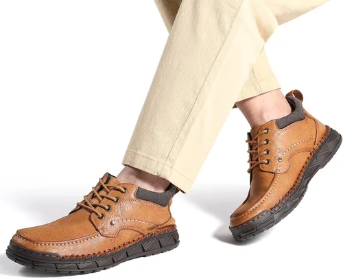 Vista 5 de Men Shoes Leather Casual Shoes Classics Slip on Shoes for Men Work Bussiness Office Drving Sneaker