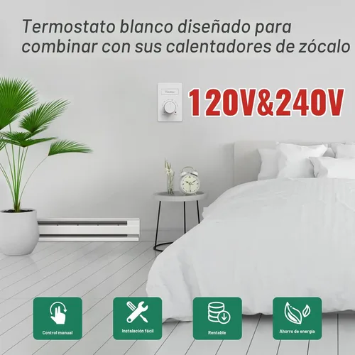 Vista 2 de Tensión Dual (110V-265V) Termostato de Calentador de Zócalo Eléctrico Manual de 4 Cables para el Hogar