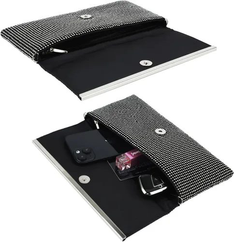 Vista 3 de Evevictor Bolso de mano para mujer, bolso de noche de cristal, bolso elegante, bolsa de dinero con diamantes de imitación para fecha, fiesta, baile