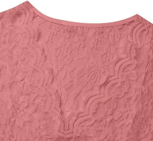 Vista 3 de Camisetas sexys para mujer con ribete de encaje festoneado hueco transparente para noche fiesta club