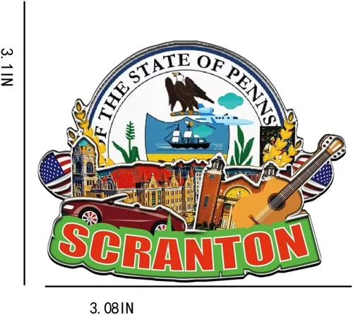 Vista 3 de Scranton Pennsylvania USA - Imán de madera para nevera 3D, monumentos coleccionables de viaje, decoración hecha a mano -1825