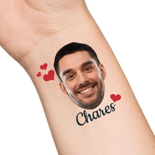 Vista 28 de Tatuajes temporales personalizados con texto de nombre, tatuaje temporal personalizado con logotipo fotográfico para adultos, parejas, mujeres