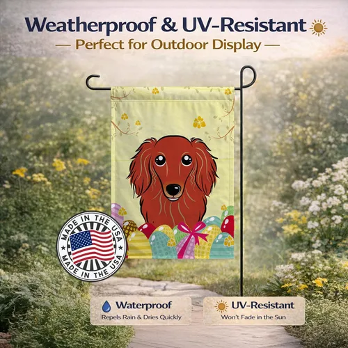 Vista 290 de Caroline's Treasures BB1923GF Bandera decorativa para jardín con diseño de Border Collie, para caza de huevos de Pascua, para jardín, jardín, patio