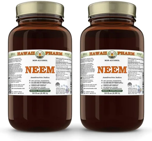 Vista 7 de Extracto líquido sin alcohol de Neem, suplemento herbario natural de glicerita de hoja seca de neem orgánico (Azadirachta Indica), Hawaii Pharm, EE.