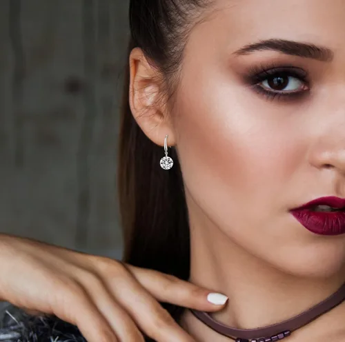 Vista 4 de Savlano Aretes colgantes de plata de ley 925 con circonita cúbica redonda para mujer, fabricados en Italia, vienen con caja de regalo Savlano, Plata