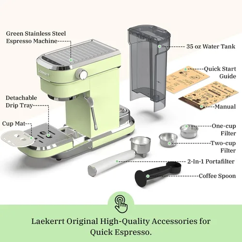 Vista 7 de Laekerrt Máquina de Espresso de 20 Bar Fabricante de Espresso CMEP01 con Espumador de Leche Varilla de Vapor, Máquina de Espresso Profesional