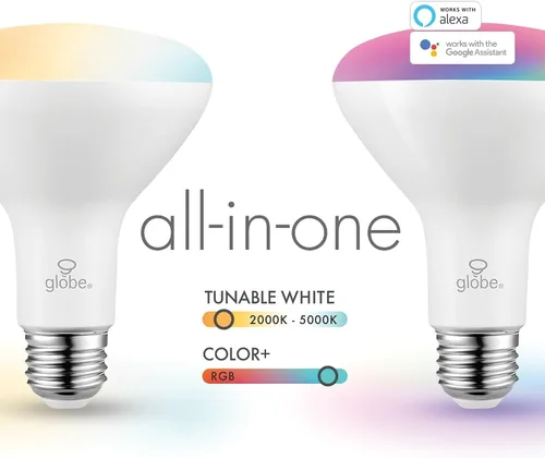 Vista 3 de Globe Electric Bombilla LED inteligente Wi-Fi de 10 vatios (equivalente a 65 W), multicolor, RGB sintonizable, blanco esmerilado, no requiere