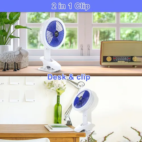 Vista 5 de Simple Deluxe Ventilador de clip para postes de cultivo de 6 pulgadas, ventilador de mono, ángulos de 90° ajustables manualmente, 15 W, control de 2