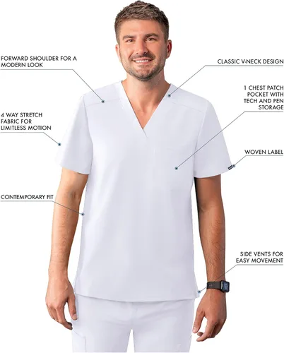 Vista 3 de Adar Addition Scrubs - Camiseta médica clásica con cuello en V