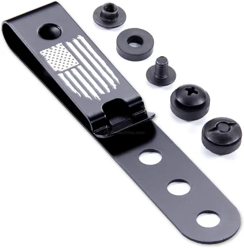 Vista 33 de HolsterSmith - Clip universal de metal para cinturón para hacer fundas, modelo 5, (3 agujeros), color negro táctico