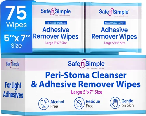 Vista 8 de Safe n' Simple Removedor de adhesivo para piel, 5 x 7 pulgadas, 50 toallitas eliminadoras de adhesivo de estoma, toallitas sin alcohol para pieles