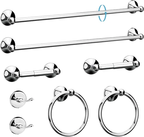 Vista 12 de Newfun Juego de accesorios de baño de 8 piezas de 24 pulgadas, color negro mate, incluye toallero de baño ajustable de 24 pulgadas, anillos