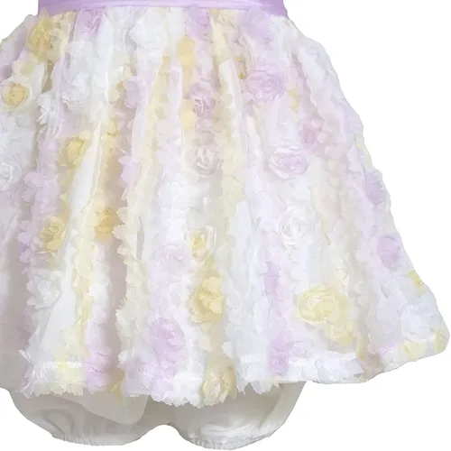 Vista 3 de Bonnie Jean Vestido acampanado de satén y roseta bonaz troquelada para bebés y niñas, para ocasiones especiales, fiesta social de Pascua, morado, 12