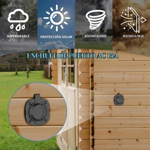 Vista 2 de BEBOBLY Enchufe de puerto de CA de 15 amperios, enchufe de entrada de alimentación de 125 V con cubierta impermeable y cable de extensión dual