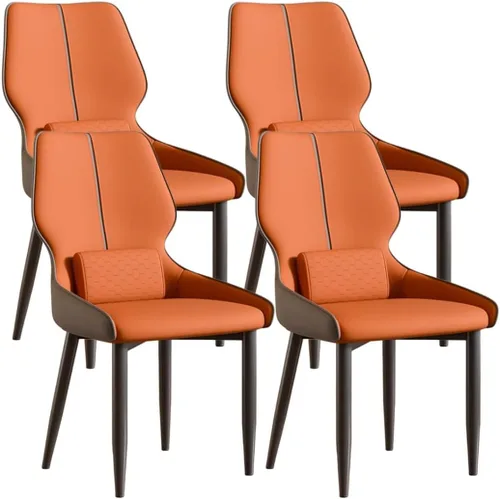 Vista 18 de YVYKFZD Juego de sillas de comedor de cuero, sillas de comedor con patas de metal, sillas de cocina tapizadas, silla minimalista sin brazos
