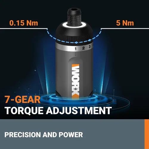 Vista 4 de WORX Destornillador de litio 4V Kit de accesorios de 30 piezas WX242L Cordless Driver with Rechargeable Battery, Black/Silver, for Home DIY