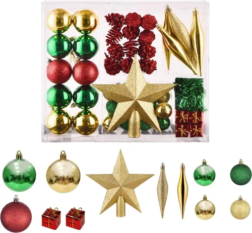 Vista 10 de Bolas de Navidad doradas para árbol de Navidad, 30 piezas de 60 mm, decoraciones de árbol de Navidad inastillables, bolas colgantes de 2.36
