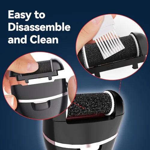 Vista 4 de Wea&Hea Removedor de callos eléctrico recargable para pies con 6 cabezales de rodillo, lima de pie de doble velocidad, kit de pedicura impermeable