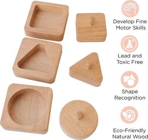 Vista 3 de Montessori - Rompecabezas para bebés de 1 año - Primer rompecabezas del bebé - Rompecabezas de madera con perilla para bebés y niños pequeños