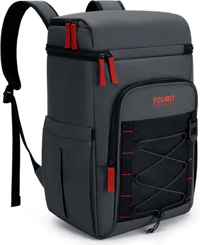 Vista 8 de TOURIT Enfriador de mochila aislante: 30 latas impermeable a prueba de fugas mochila más fresca suave bolsa de viaje playa picnic camping