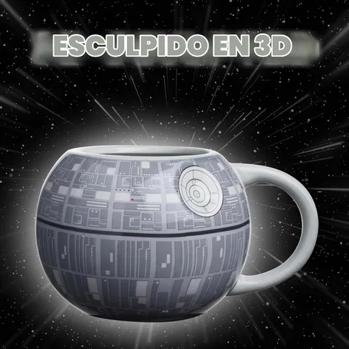 Vista 5 de Silver Buffalo Star Wars Death Star - Taza de café de cerámica esculpida en 3D para capuchino, café con leche o té caliente, 20 onzas, gris