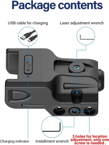 Vista 8 de SOLOFISH Green/Red/Blue Laser Sight for Pistol with Pic-Rail, Rechargeable