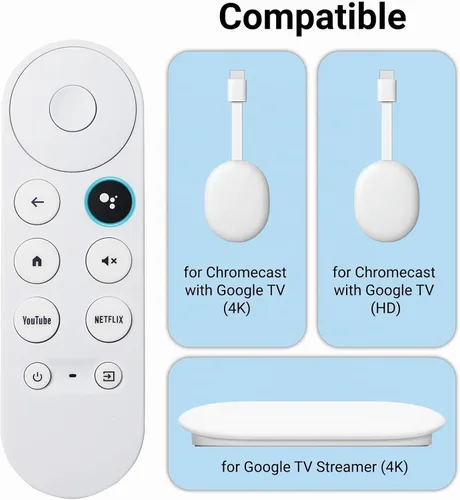 Vista 4 de G9N9N - Nuevo control remoto inteligente de voz para Google Chromecast TV, compatible con Google Chromecast 4k, Google TV Streamer 4K