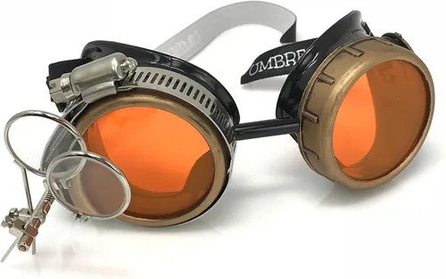 Vista 41 de Lentes estilo victoriano Steampunk con diseño de brújula, lentes de colores y lupa ocular