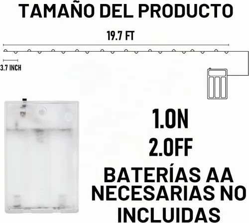 Vista 2 de Dazzle Bright - Guirnalda de luces de hadas de Halloween, 60 luces LED de 20 pies de alambre de cobre a batería y resistente al agua, decoraciones