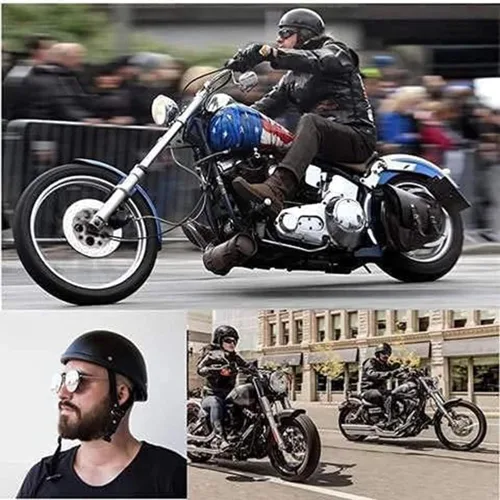 Vista 5 de Gorro de perfil bajo para motocicleta, pequeño y ligero, aprobado por DOT, gorra de calavera retro para hombres y mujeres, estilo alemán, novedoso